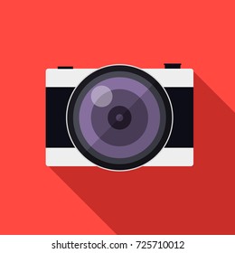 Flat style camera with long shadows retro style