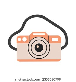 Flat style camera. Photo accessory. White isolated background. Vector illustration.
