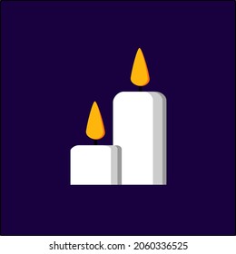 Flat Style of Candle. Halloween Theme. With Background