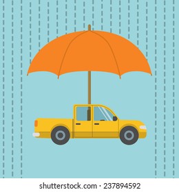 flat style car protected under umbrella