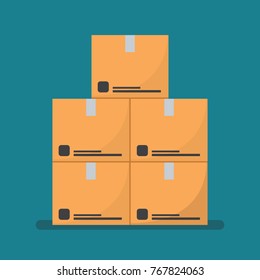 Flat style Cardboard boxes. Vector Illustration