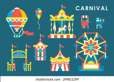 Flat style carnival infographic elements illustration vector