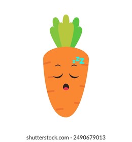 Flat Style Carrot Illustrations with Various Faces and Expressions