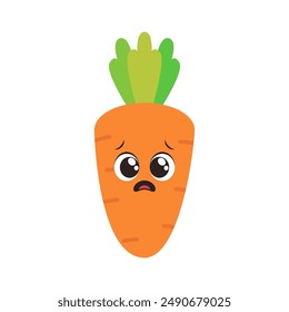 Flat Style Carrot Illustrations with Various Faces and Expressions