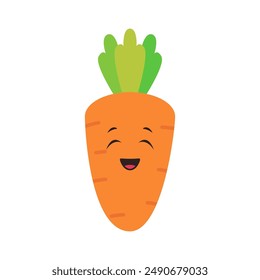 Flat Style Carrot Illustrations with Various Faces and Expressions