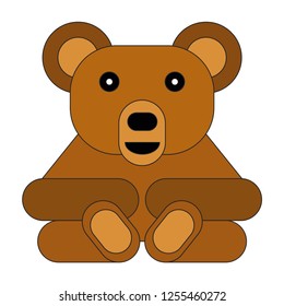 Flat style cartoon bear. Vector illustration on white background.