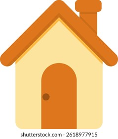 Flat style cartoon house icon in warm colors. Ideal for real estate logos, game assets, map pins, mobile app UI, infographics and kids learning materials. Fully editable EPS.