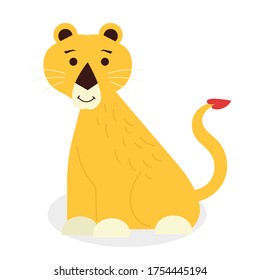 Flat Style Cartoon lion isolated on white background. vector illustration