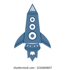 Flat style Cartoon Rocket vector art illustration isolated on white background
