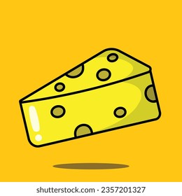 Flat style cheese cute cartoon food illustration
