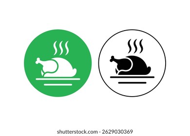 Flat Style Chicken Fast Food Icons, fried chicken flat icon, crispy chicken vector art, grilled chicken icons