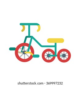 Flat style child kid tricycle bicycle transport toy icon