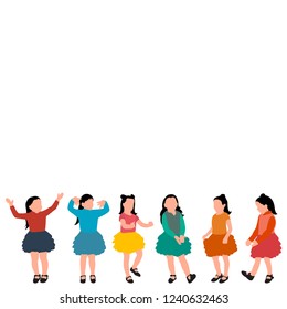 flat style, children dance