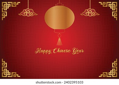 Flat Style Chinese New Year Template vector gold color background for banner design, poster and other design needs