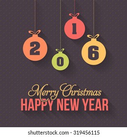 Flat Style Christmas Balls 2016 Happy New Year 