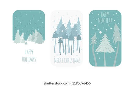 Flat style christmas holiday elements for greeting card, poster design. Vector illustration