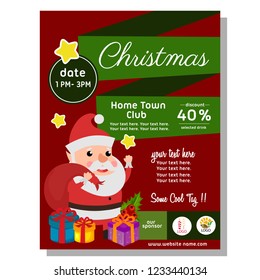 flat style christmas poster with happy santa