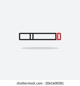 Flat style cigarette vector illustration. Outline cigarette symbol. Isolated vector illustration.