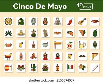 Flat Style Cinco De Mayo Celebration Colorful Icon.