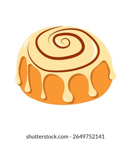 Flat style cinnamon roll vector image, cozy cinnamon bun. Hand drawn autumn art for seasonal designs and posters