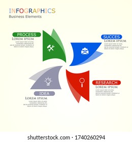 Flat style circle and triangle infographic options template. 
Modern concept design template with 4 options, steps or parts.