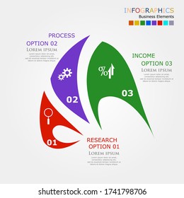 Flat style circle and triangle infographic options template. 
Modern concept design template with 3 options, steps or parts.