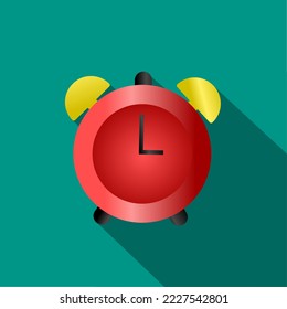 Flat style clock icon illustration with long shadow. Stock vector