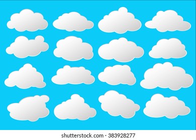 Flat style cloud vector illustration, white clouds vector illustration, clouds isolated, bubble clouds with space for text, round shape clouds picture, cloud icon, set of clouds, scalable white clouds