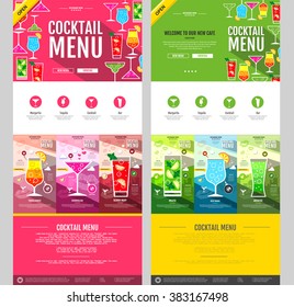 Flat style cocktail menu concept Web site design. Corporate identity