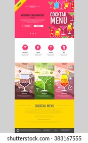 Flat style cocktail menu concept Web site design. Corporate identity