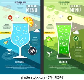 Flat style cocktail menu design