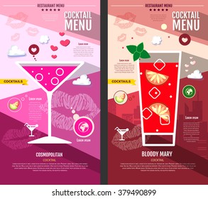 Flat style cocktail menu design