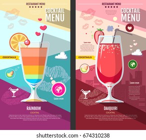 Flat style cocktail menu design