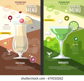 Flat style cocktail menu design