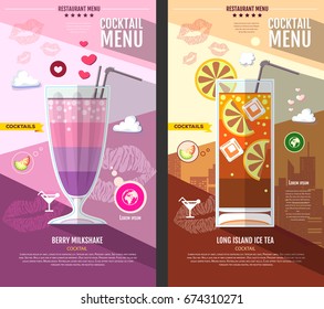 Flat style cocktail menu design