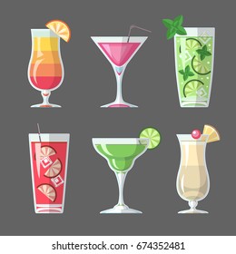 Flat style cocktail menu design