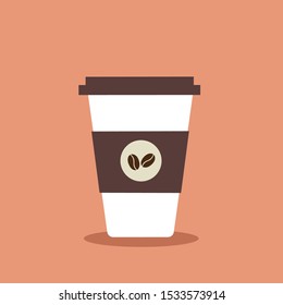 Flat style coffee cup. Vector illustration.