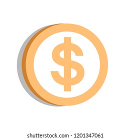 Flat style coin icon. 
