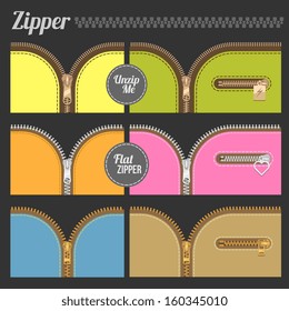 flat style color zipper background set