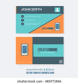 Flat Style Colorful Business Card Design Vector Template