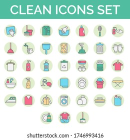 Flat Style Colorful Clean Icon Set.