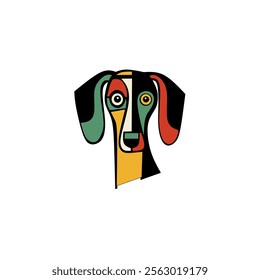 flat style colorful dog logo design