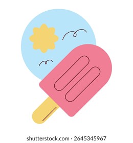 Ilustração de picolé colorido de sorvete de estilo plano com vibrações de verão