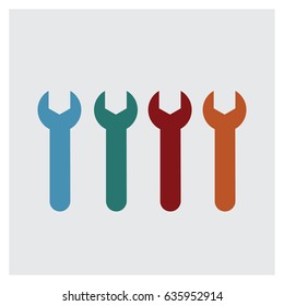 Flat style colorful  Mechanic Wrenches. Simple flat design symbol icon isolated on white background. Vector illustration.