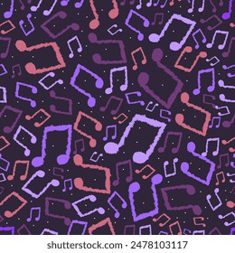 Estilo plano colorido Notas de música patrón de fondo.