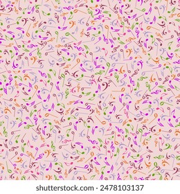 Flat Style Colorful Music Notes Pattern Background.