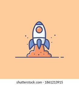 farbenfrohe Raketensymbol-Illustration im Flachstil.