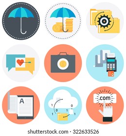 Flat style, colorful, vector icon set about education, business and creativity for info graphics, websites, mobile and print media.