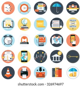 Flat style, colorful, vector icon set about education, business and creativity for info graphics, websites, mobile and print media.