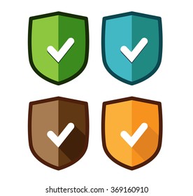Flat Style Colour Vector Shields Set with icon on it